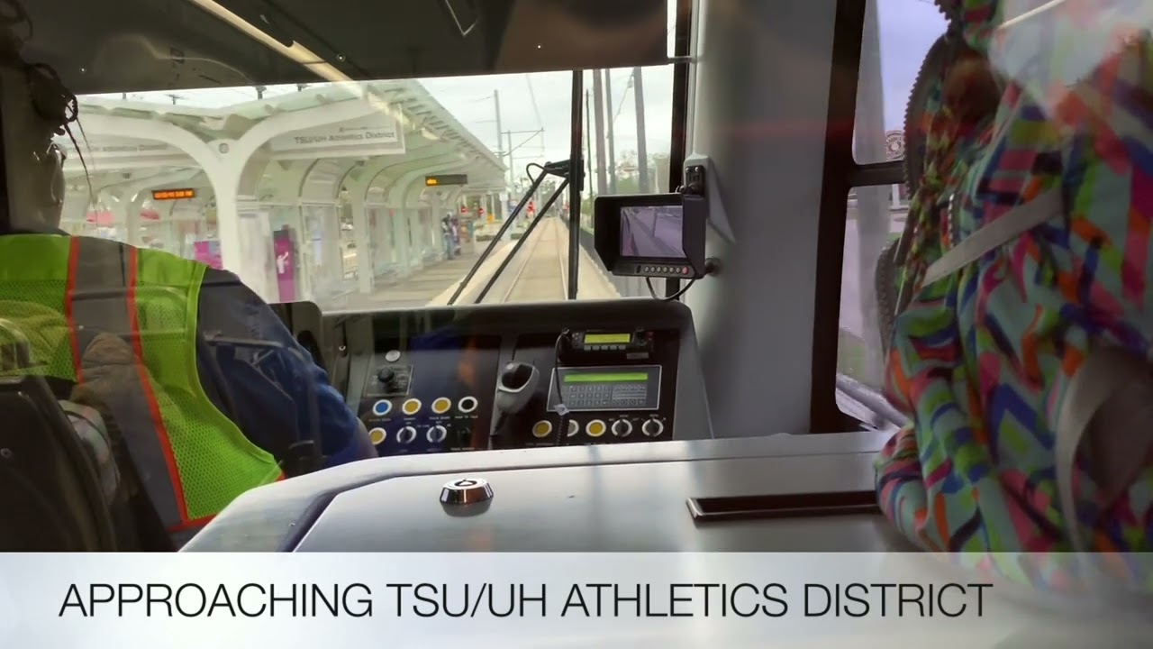 Houston Metrorail Purple Line Front View Ride From Convention District To Palm Center TC And Back