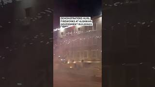 Demonstrators Hurl Fireworks At Albanian Government Buildings Afp
