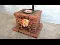 How to make a smokeless wood stove _ Ideas from cement and red brick