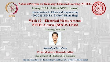 Week 12 Live Session-Introduction to Electrical Engineering (NOC25-EE45)| S. Chakraborty(PMRF, IITD)
