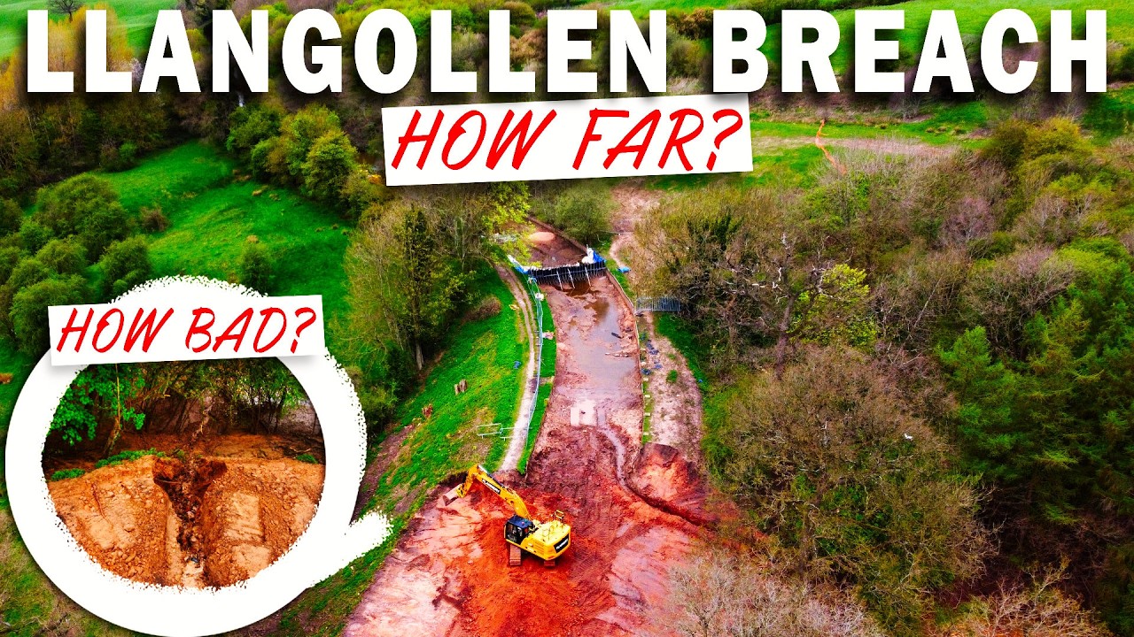 HOW FAR WILL THEY GO? EXCAVATING THE EMBANKMENT! LLANGOLLEN CANAL BREACH LATEST UPDATE!