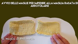 avvio delle maglie con l'uncinetto per impedire alla maglia rasata di arrotolarsi