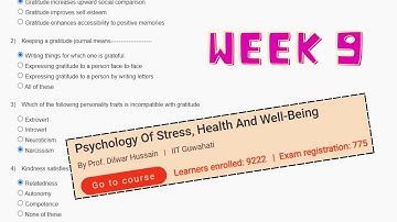 Psychology Of Stress, Health And Well-Being Week 9 Assignment Answers || NPTEL || Jan - Mar 2024