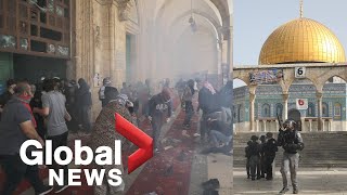 Israeli forces fire tear gas, stun grenades at Palestinians inside AlAqsa mosque in Jerusalem