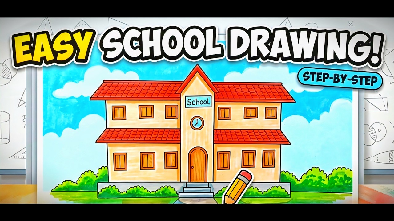 How to Draw a School Step by Step