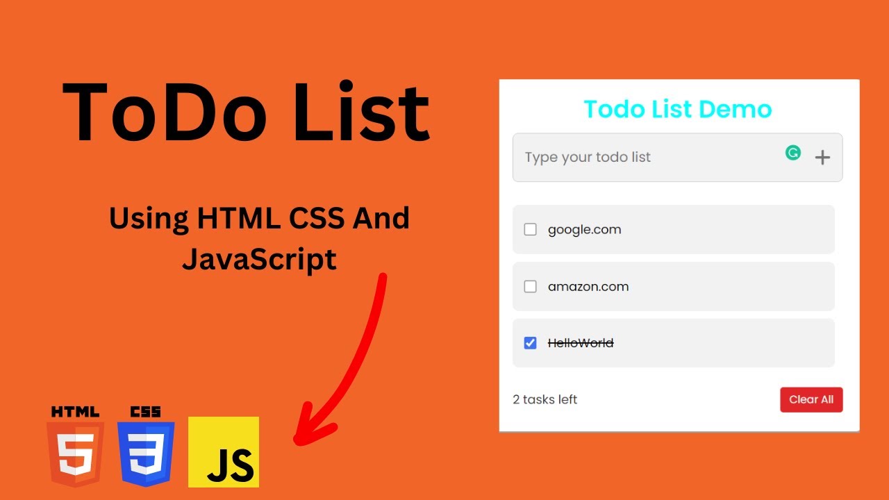 Build a Todo list app in HTML, CSS & JavaScript in 2023 | With Code ...