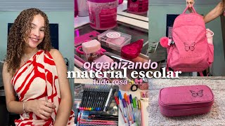 Organizando meu material escola 2024 *tudo rosa* 🎀💕