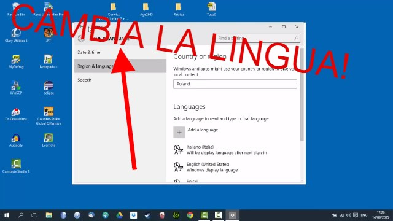 New Windows 10 - Guida: come cambiare la lingua del sistema