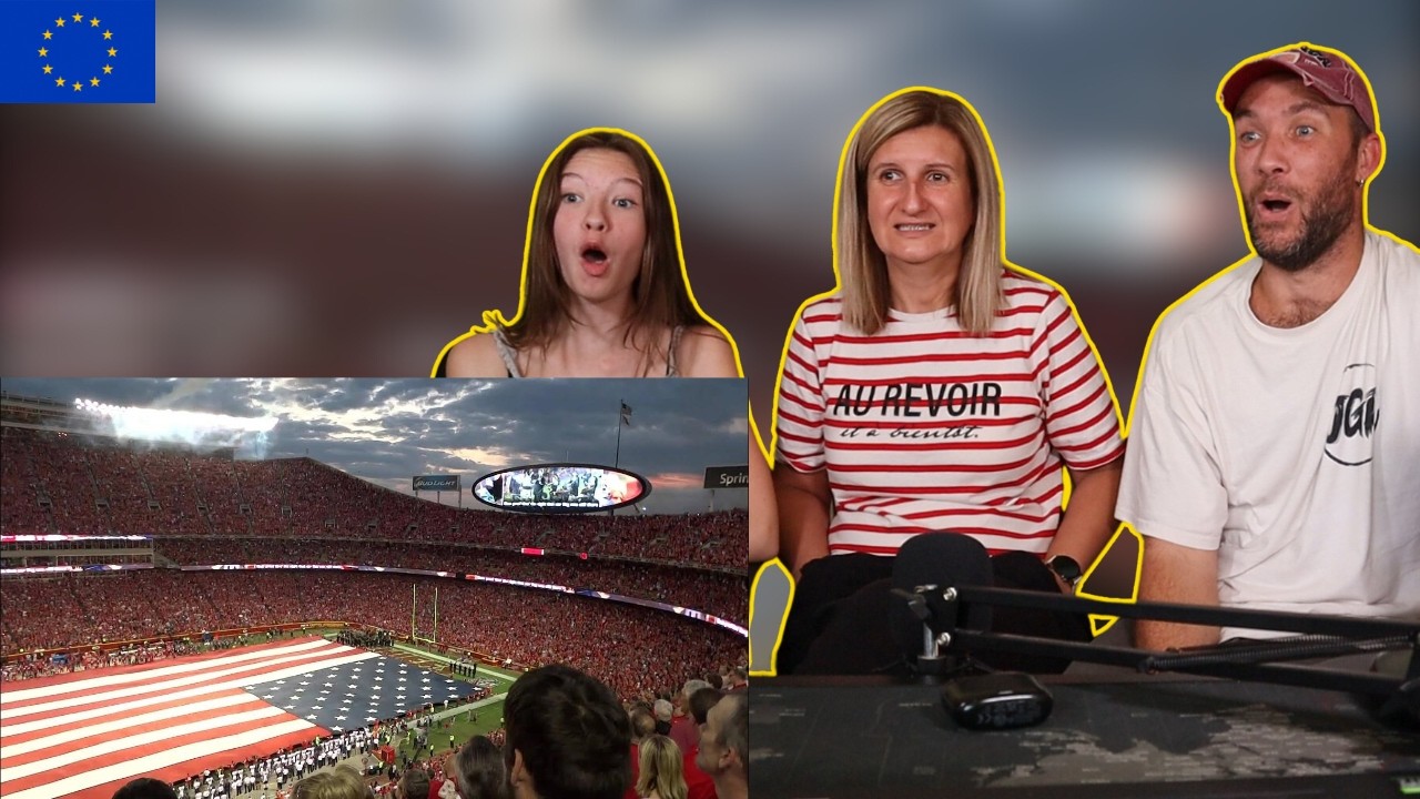 Европейская семья отреагировала на национальный гимн и пролёт бомбардировщика-невидимки B2