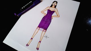 Fashion drawing / رسم فستان جميل وأنيق / خطوة بخطوة
