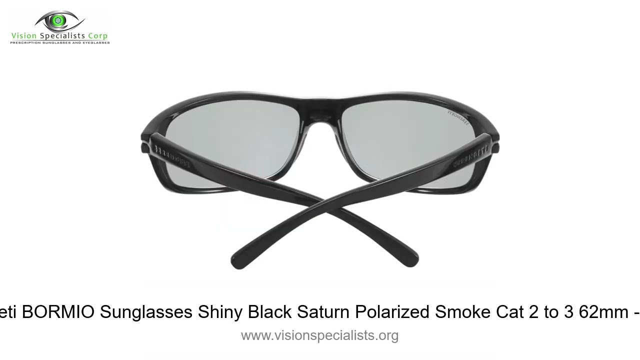 Serengeti BORMIO Sunglasses Shiny Black Saturn Polarized Smoke Cat 2 to 3 62mm   0 0 5 2