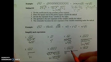 7.3 - Simplifying Radicals