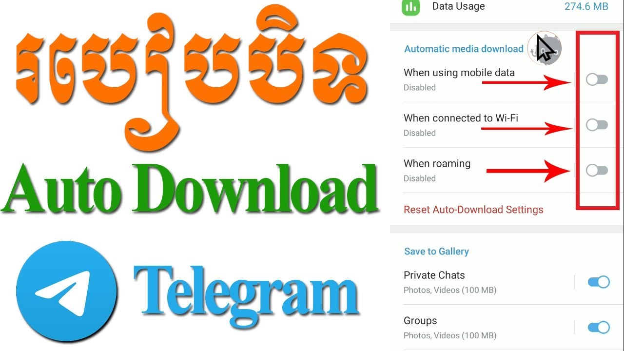 របៀបបិទ Auto Download ក្នុង Telegram How to turn off Auto download