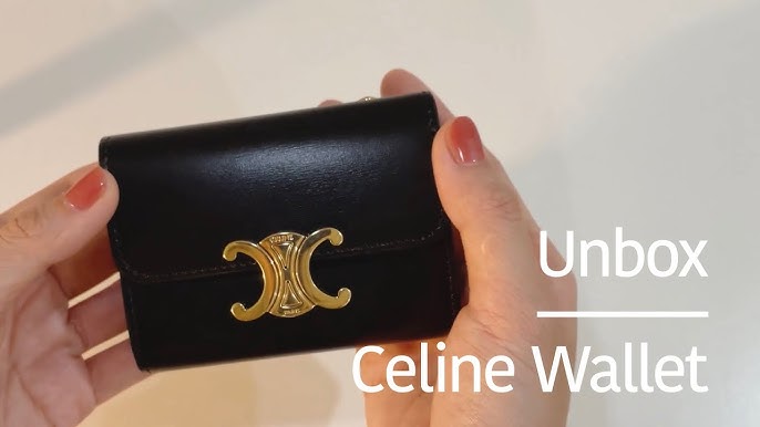 Celine Compact Wallet Triomphe in Shiny Calfskin