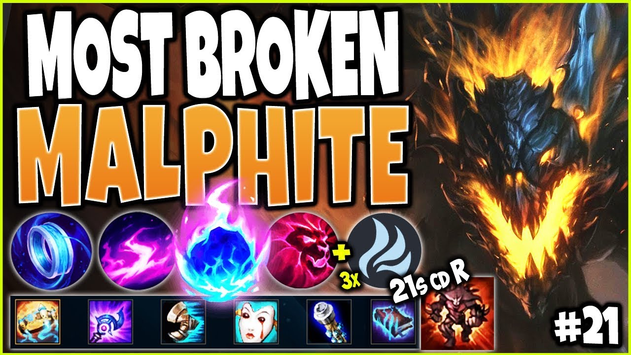 21s R Cd Most Broken Build Lol Meta Malphite Season 10 Build Guide 21 Top Malphite S10 Gameplay Youtube