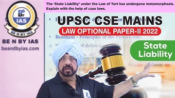 LAW OPTIONAL UPSC CSE MAINS 2022|Solved |Paper2|State |Liability|Tort|  metamorphosis|by- Jasbir sir