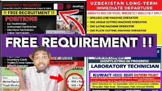 Uzbekistan & Romania and Top Gulf country job vacancy|| gulf county job vakancy || Free Visa