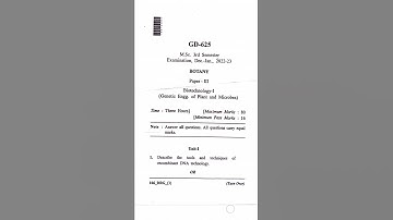 MSc Botany - III Sem. | Paper - 3 | Previous Question Paper | Hemchand Yadav Durg University |