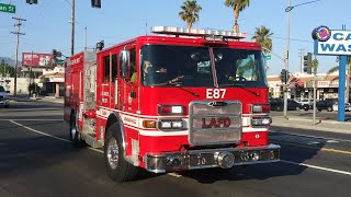 LAFD Engine 87 Responding and Arriving