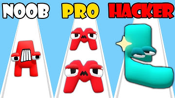 NOOB vs PRO vs HACKER - Merge Alphabet Lore Run Part 2