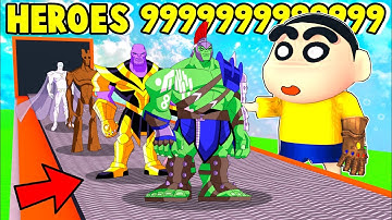 Shinchan Opened HEROES Run game in Roblox! Noob vs Pro vs Hacker