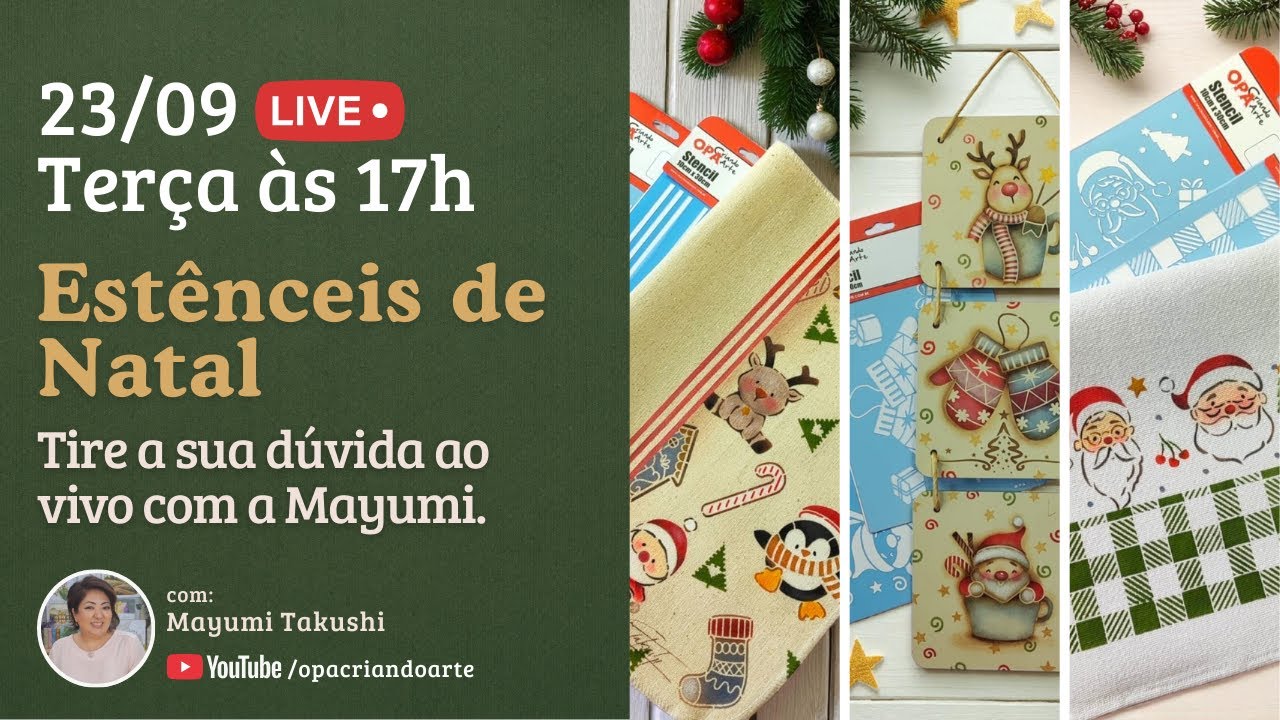 Live (23/09/25)  Tem stencil de Natal e não sabe como usar? Tire sua dúvida ao vivo!