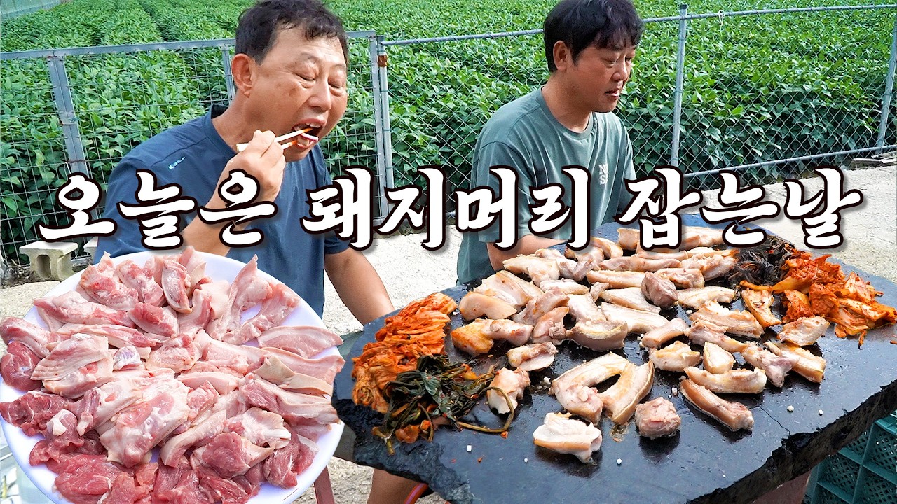이렇게 좋은날엔 "돼지머리 돌판구이"에 소주가 딱이네요!