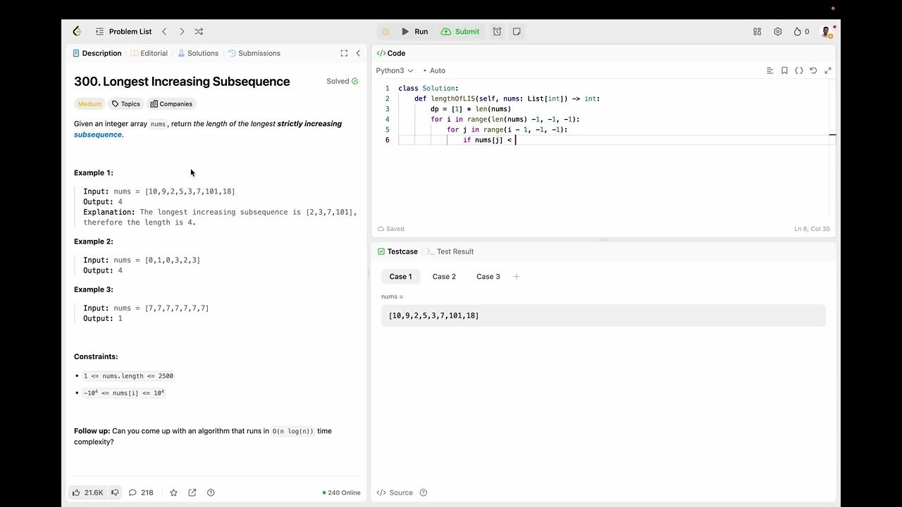 Longest Increasing Subsequence - YouTube