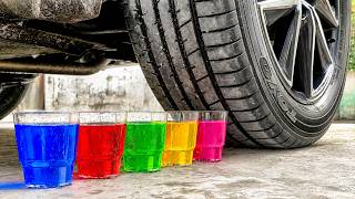 Car Crush Rainbow Jelly Cups  Experiment Test | Crushing Crunchy & Soft Things vs Car | 999 ASMR screenshot 1