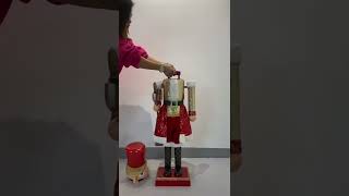 Nutcracker Playing Drum with Moving Hands , LED Lights and Adjustable