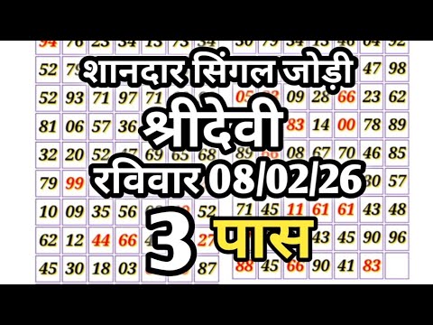 Sridevi matka 08/02/26, sridevi matka trick, sridevi matka chart, satta matka sridevi jodi ll