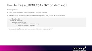Exploitation 4011, Windows Kernel Exploitation: Race + UAF in KTM 06 2 How to Free a KENLISTMENT