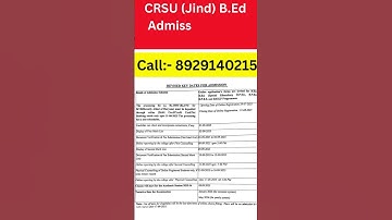 CRSU B Ed Admission 2025 Date Extended | B.Ed Admission 2025