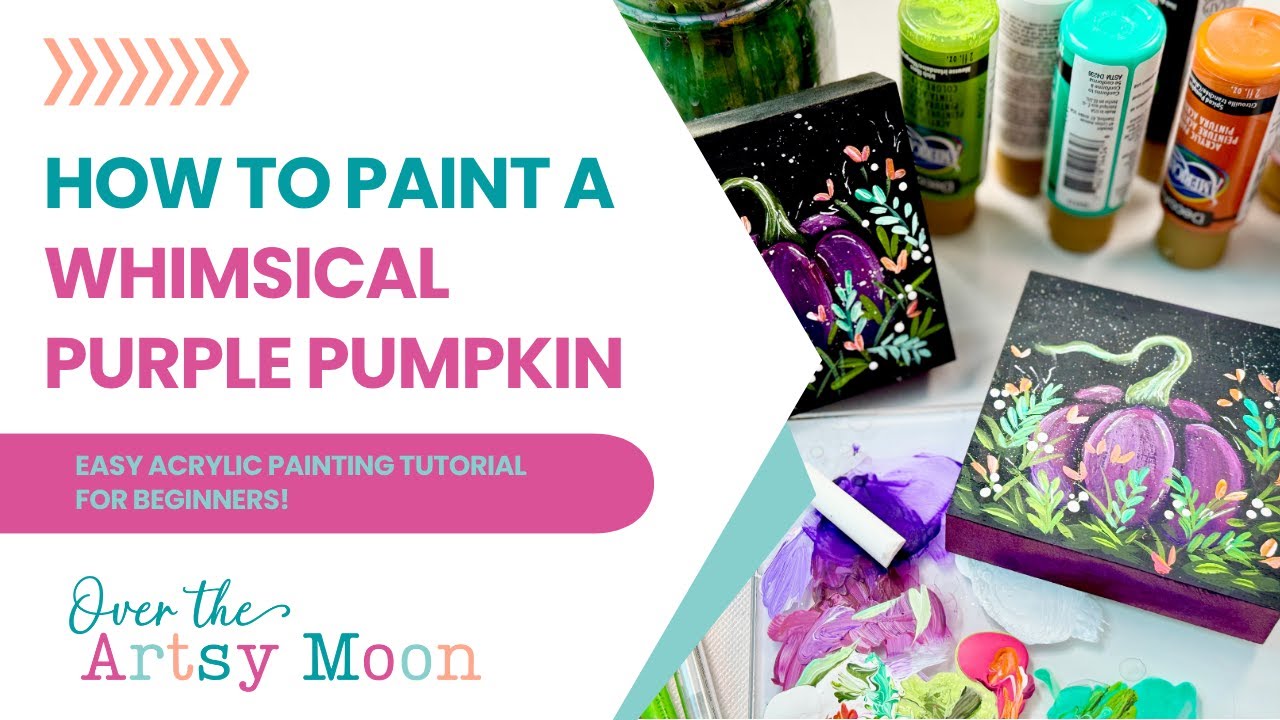 Причудливая фиолетовая тыква (простой урок по рисованию акрилом для начинающих)