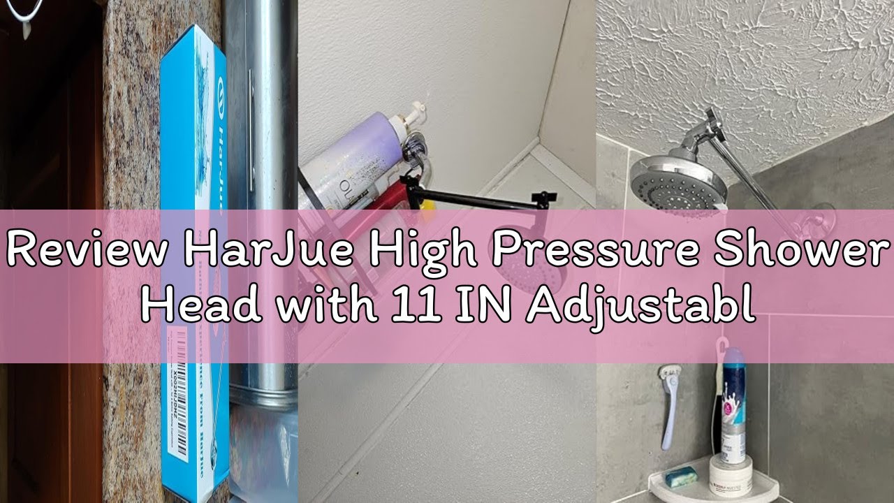 Review HarJue High Pressure Shower Head with 11 IN Adjustable Arm, Rainfall with Shower Arm-Make Wat