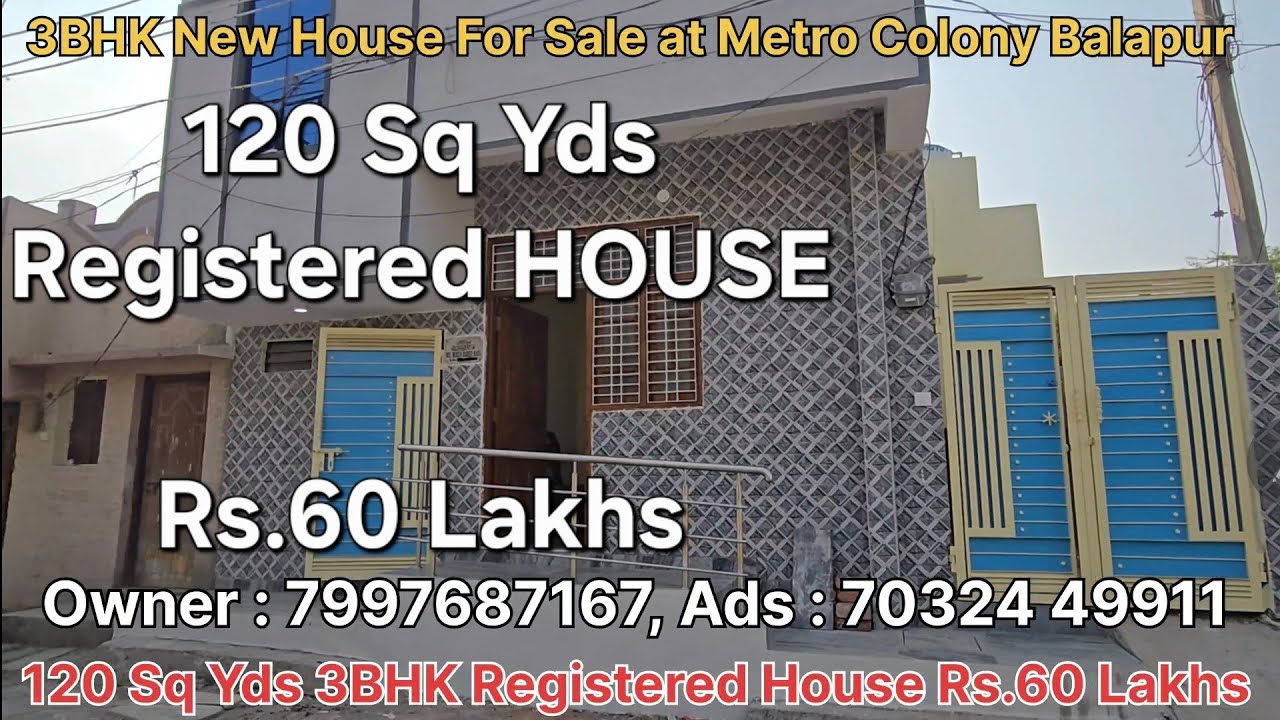 120 SqYd 3BHK Registered Independent #houseforsale at Metro Colony Balapur Chandrayangutta Hyderabad