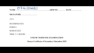 FORM 4 MATHEMATICS KCSE 2025 – END TERM 1 | SECTION I FULL SOLUTIONS screenshot 4