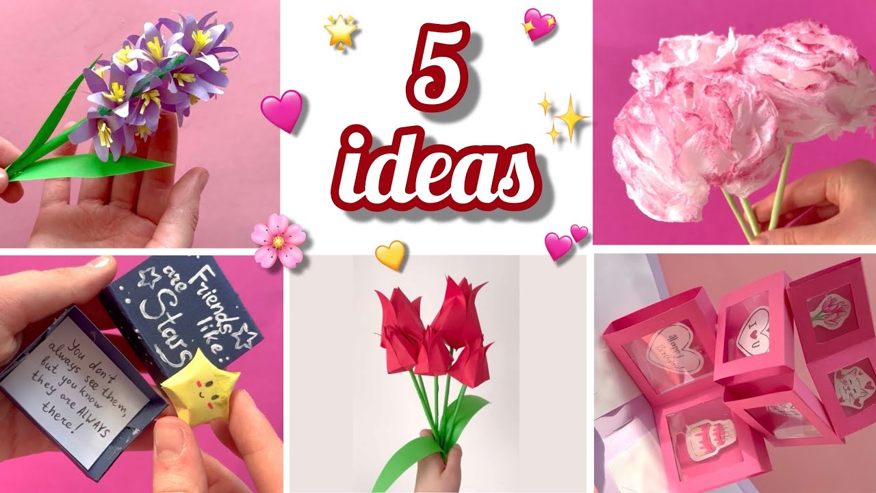 5 Ideas | DIY BIRTHDAY GIFT IDEAS | Cute gifts | DIY 3D birthday card 🎁 | DIY paper flowers 💐