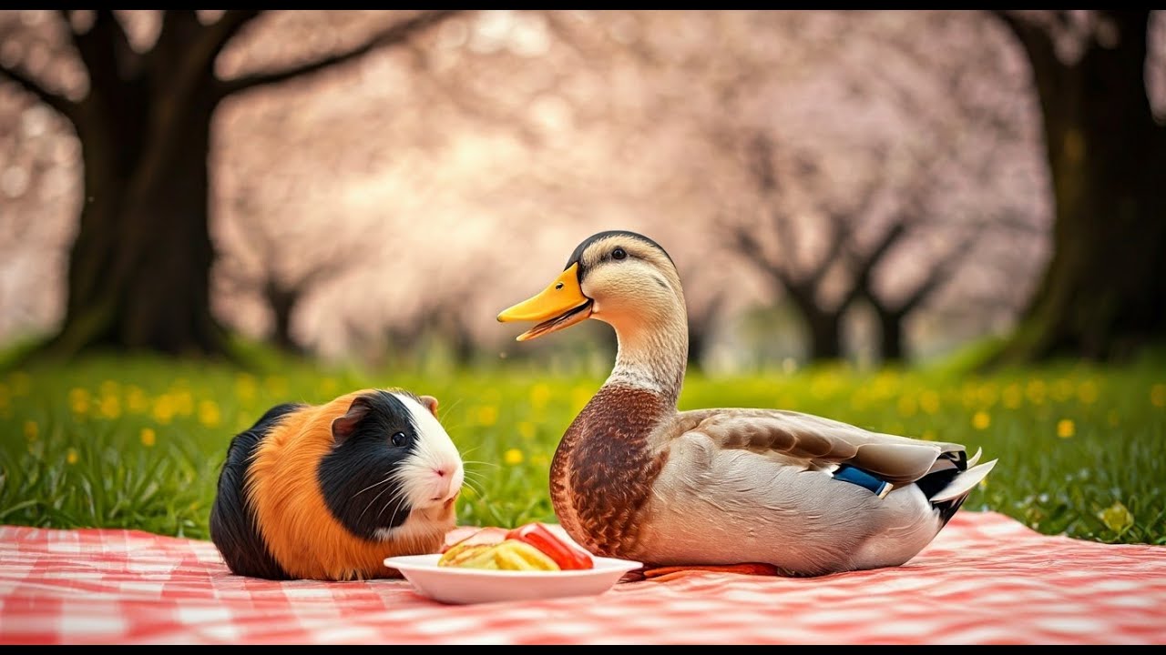 A Day of Springtime Exploration: Duck & Guinea Pig Go Wild | Animals TV 4K