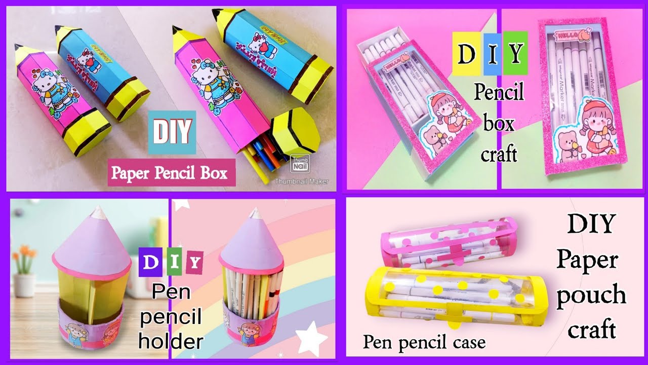 Как сделать пенал для ручек / пенал / подставку для ручек / бумажный мешочек / идеи для бумажных ...