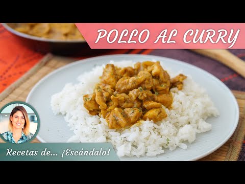 POLLO AL CURRY con arroz basmati, plato hindú delicioso