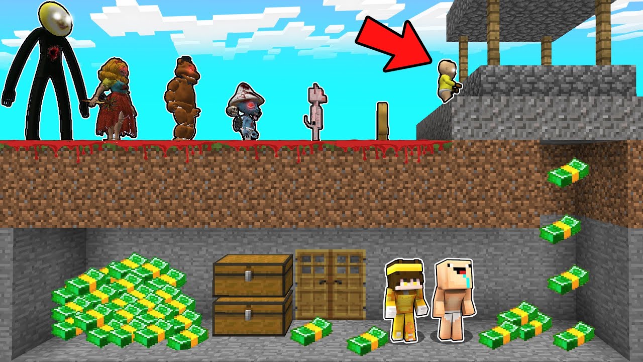 Hice Fuente De Deseos para ROBAR a los MONSTRUOS en Minecraft 😰 | Gegagedigedagedago, Baby in Yellow