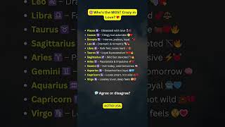 🎯 Who’s the MOST Crazy in Love 💘 #zodiac #astrologysign #tarot #shorts #astrology