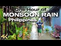 MONSOON RAIN Philippines - One Hour Sights and Sounds [4K]