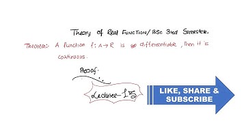 A function is differentiable then it is continuous|Theory of Real Function|Bsc 3rd Sem|Lecture-13