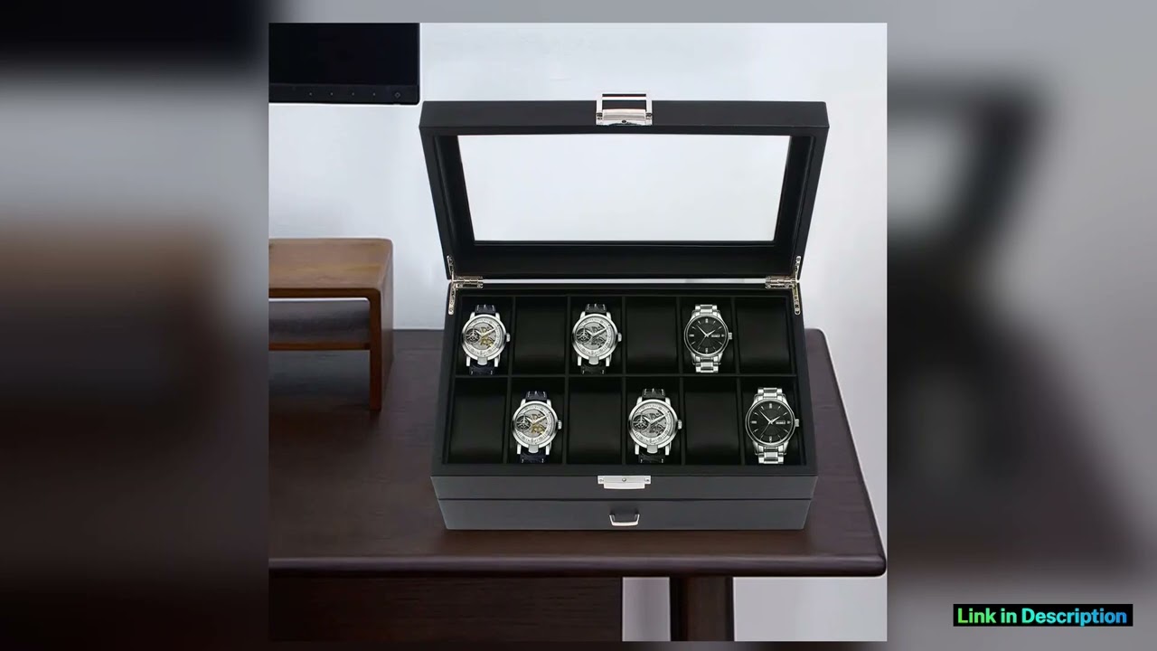 24 Slots Men Watch Box Organizer Large Watch Holder Jewelry Storage Display Case Smart Upgrade