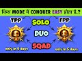 🇮🇳WHICH MODE IS BEST FOR CONQUEROR RANK PUSH BGMI.? SOLO / DUO / SQAD - TPP/FPP CONQUEROR TIPS.