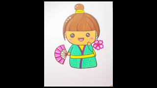 Cute Japanese Girl Drawing! #drawing #art #howtodraw #japan #japanese #kawaii #cute #girl #adorable