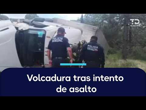 Intento de asalto provoca volcadura de tráiler en la carretera El Seco-Ciudad Serdán en Puebla