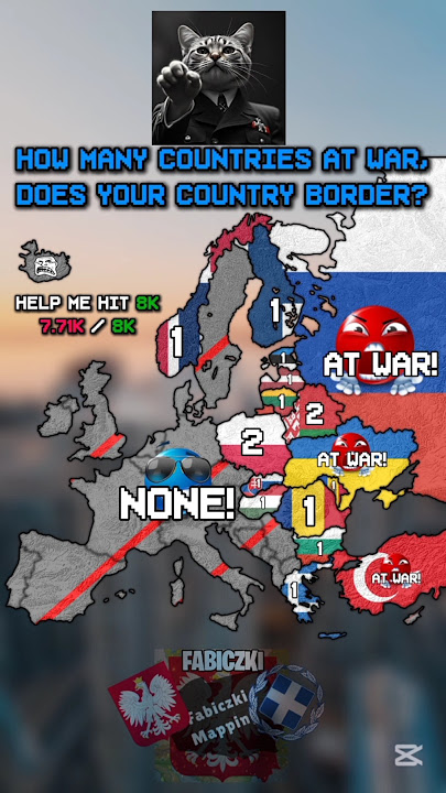 How many countries at war does your country border #europe #map #infoviz #ddj #politicaldata